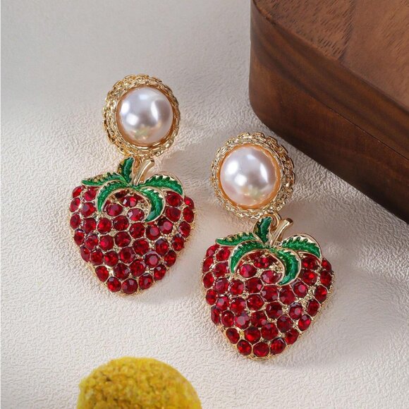 Strawberry 🍓 Statement Post Earrings, NWT - Picture 2 of 15